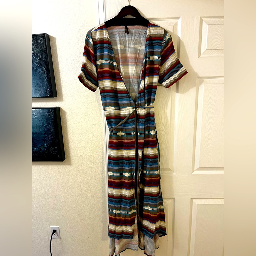 Stetson multicolor aztec wrap dress medium